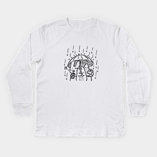 KIWI FRIENDS : RAINING ( front ) Kids Long Sleeve T-Shirt